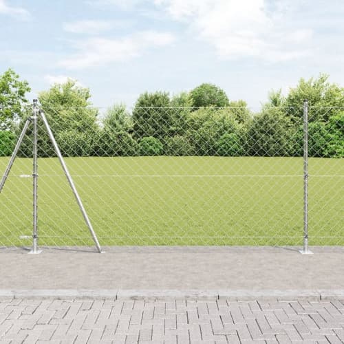 Kedjestängsel med 7 flangade stolpar 1,2x10 m galvaniserat stål
