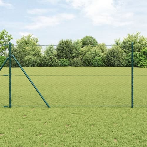 Hexagon Stängsel Grå 1.4x50 m Stål, vidaXL Stängselstolpar 13 st Grön Ø32 mm 190 cm Galvaniserad Stål