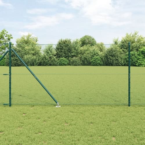 Hexagonstaket Grön 1,2x10 m Stål, vidaXL Staketstolpar med pinne 7 st Ø32 mm 140 cm Galvaniserat stål
