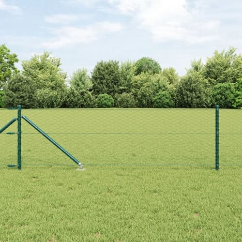 Hexagon Staket Grön 0,6x100 m Stål, vidaXL Staketstolpar med spik 13 st Ø32 mm 80 cm Galvaniserat Stål