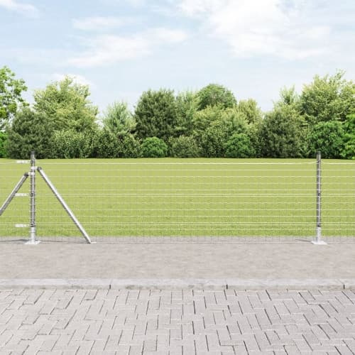 Staketstolpar med Basplattor 7 st Ø32mm 70cm Galvaniserat Stål