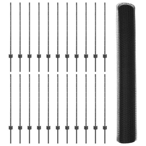 Staketstolpar 22 st U-kanel Grå 100 cm Stål