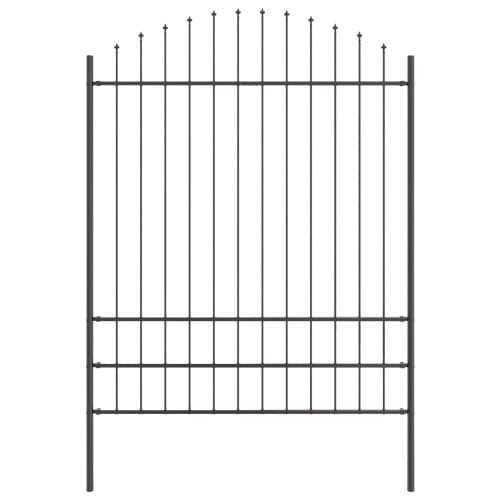 Trädgårdsgärd med bågtopp, grå, 1,7x2 m, stål