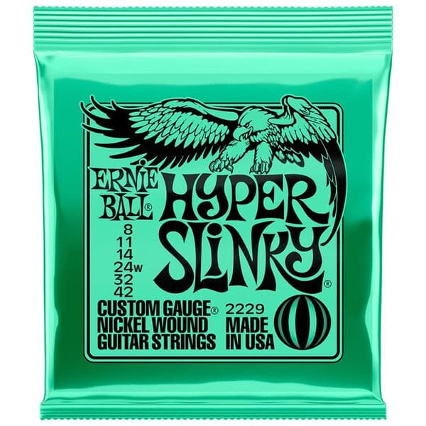 Elsträngar för elgitarr - Ernie Ball - 2229 - Hyper Slinky - 08-42 - Nickelsilver