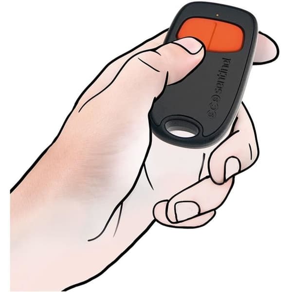 2-kanals fjernbetjening - SCS SENTINEL - SimplyControl - Orange, rækkevidde 40 m, frekvens 433,92 MHz, CR2032 lithiumbatteri medfølger