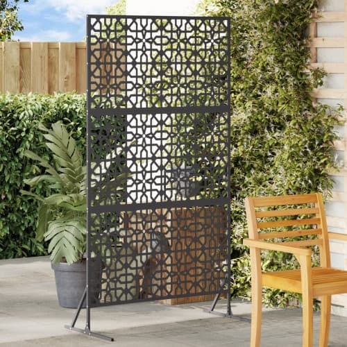 metallstaketpanel Svart Metall Stor Mönster Staketpanel