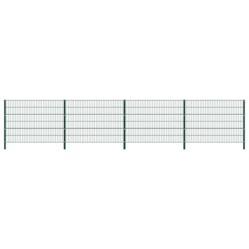 Stängselpanel med stolpar järn 6,8x1,2 m grön