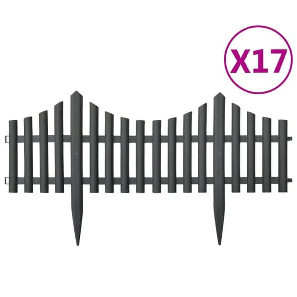 vidaXL bedhegn 17 stk. 10 m PP antracitgrå