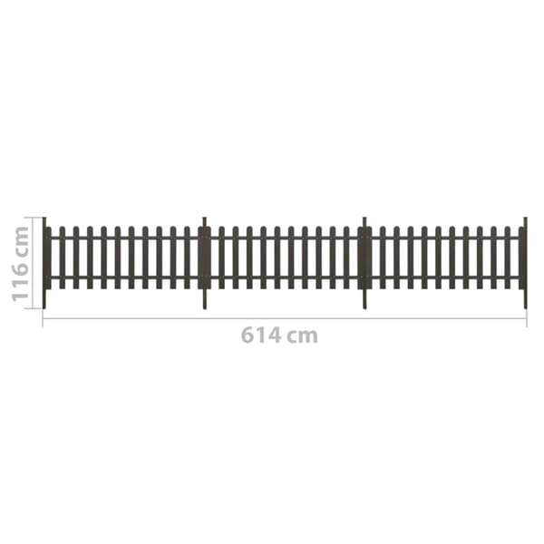 vidaXL Stakittgjerde med stolper 3 stk WPC 614x80 cm