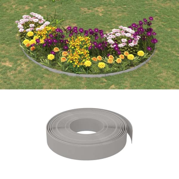 vidaXL Puutarhareunus harmaa 10 m 10 cm polyeteeni