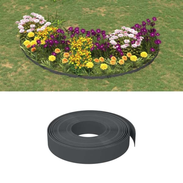vidaXL Hagekanter 5 stk grå 10 m 10 cm polyetylen