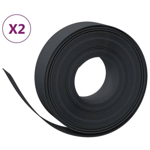 vidaXL græskanter 2 stk. 10 m 15 cm polyethylen sort