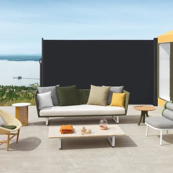 XMTECH infällbar sidogardin 180x300cm i svart polyester för balkongträdgård