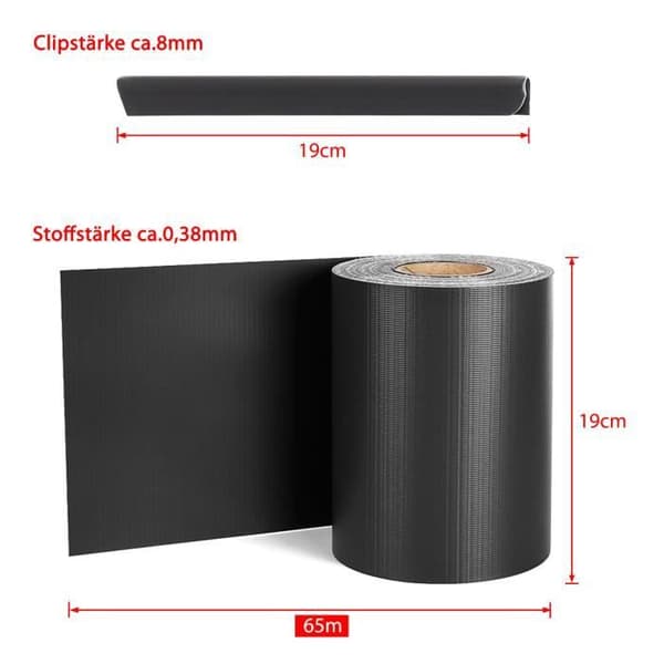 XMTECH Privacy Screen Roll, 260mx19cm Privacy Fence Film, PVC-skyddsremsor med 120 fästen, antracit