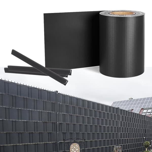 XMTECH Privacy Screen Roll, 260mx19cm Privacy Fence Film, PVC-skyddsremsor med 120 fästen, antracit