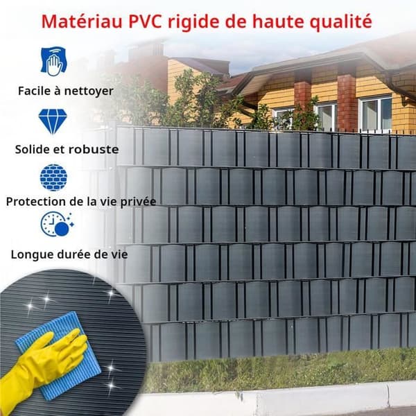 LZQ 10 stycken Förstärkt Privacy Screen PVC Privacy Film i rulle på 2,5 m x 19 cm, Opak och Anti-UV, för staket, antracit