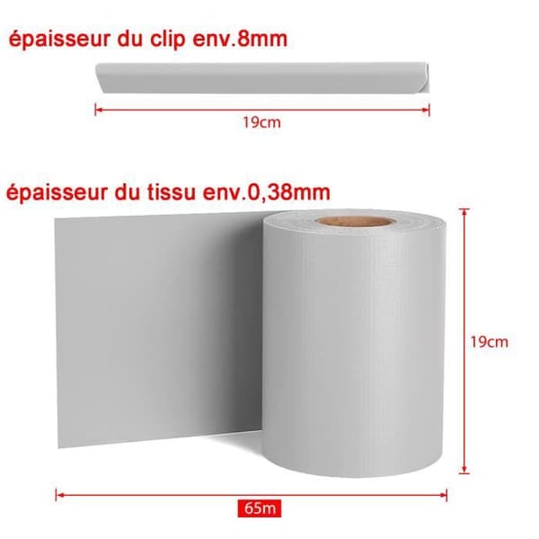 PVC-skyddsskärm - LZQ - 65m x 19cm - Opak - Anti-UV - Väderbeständig