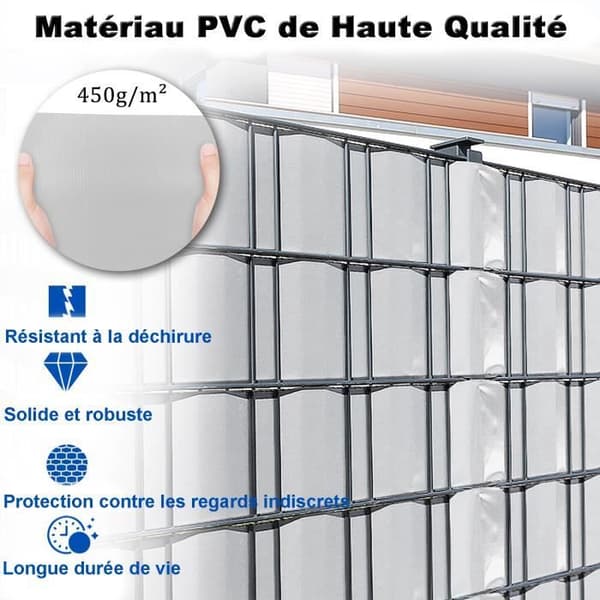 PVC-skyddsskärm - LZQ - 65m x 19cm - Opak - Anti-UV - Väderbeständig