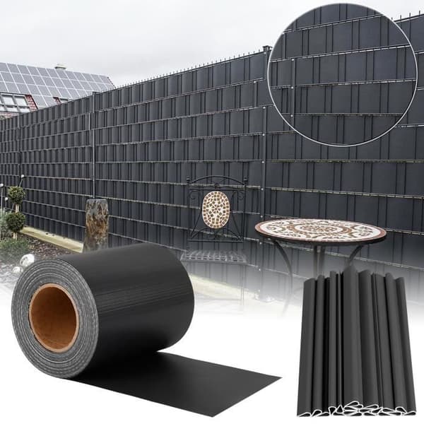 Brise-vue i PVC LZQ - 65m x 19cm - Antracit - Opaque och Anti-UV