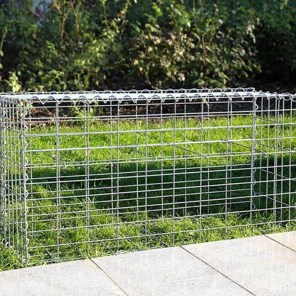 Rootz Stone Gabion - Rektangulær stengabion - Gabionvæg - Gabionkurv - Gabionstøttemur - Gabionstruktur - Dekorativ Gabion - Sølv - 100 x 50 x 30 cm (