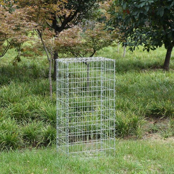 Rootz Stone Gabion - Rektangulær stengabion - Gabionvæg - Gabionkurv - Gabionstøttemur - Gabionstruktur - Dekorativ Gabion - Sølv - 100 x 50 x 30 cm (