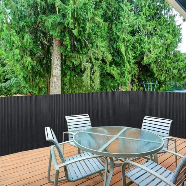 LZQ Privacy Screen PVC-staket med buntband för trädgårdsterrassbalkong, väderbeständig - 90 x 400 cm, antracit