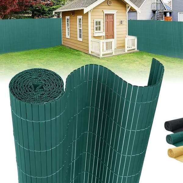LZQ Privacy Screen PVC-staket med buntband för trädgårdsterrassbalkong, väderbeständig - 120 x 500 cm, grön