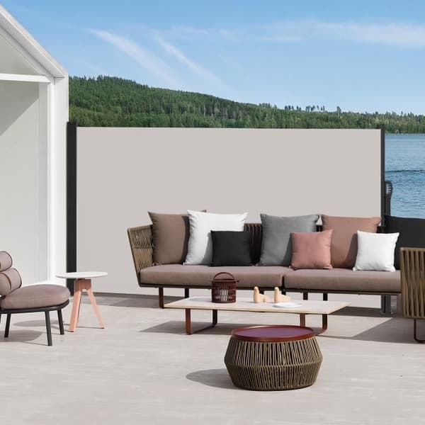 XMTECH 160x300cm Sidogardin, Infällbar exteriörskärm, Sekretessskärm Markis med polyesterduk, för balkongträdgård, Grå