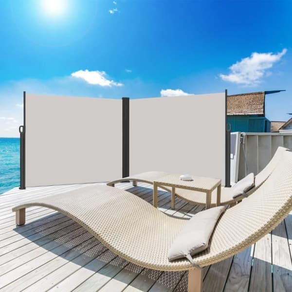 XMTECH sidomarkis - Grå - 180x600cm - Sekretessskärm Polyestermarkis