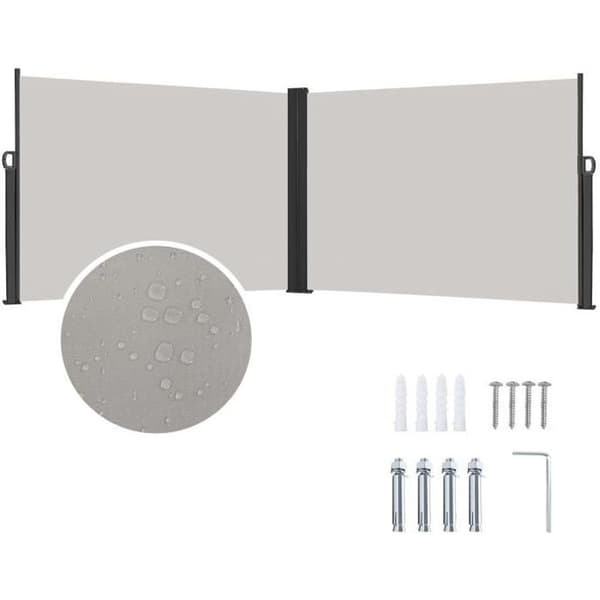 XMTECH sidomarkis - Grå - 180x600cm - Sekretessskärm Polyestermarkis