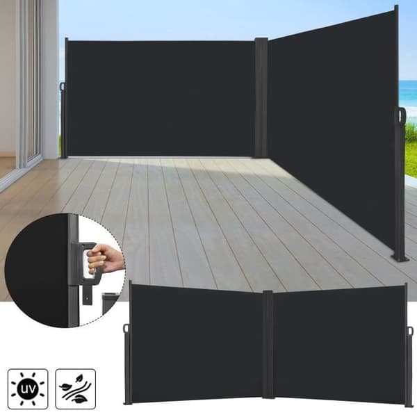 Infällbar Privacy Screen - LZQ - 1,8 x 6 m - UV-skydd - Antracit