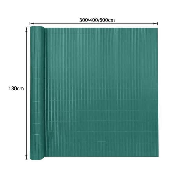 XMTECH PVC Privacy Screen, 180x400cm Balkong vindskyddsstängsel med band, för trädgården, Balkong eller terrass, Grön