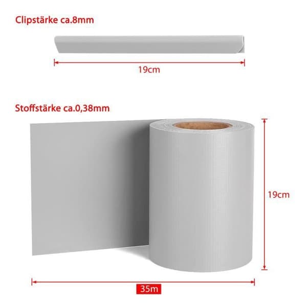 Privacy Screen Roll XMTECH - Privacy Film för staket - 140mx19cm - Grå