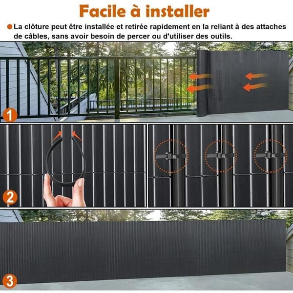 LZQ PVC Privacy Screen - 180 x 400 cm - Väderbeständig - Antracit