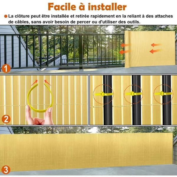 LZQ PVC Privacy Screen - 120 x 500 cm - Bambu färg