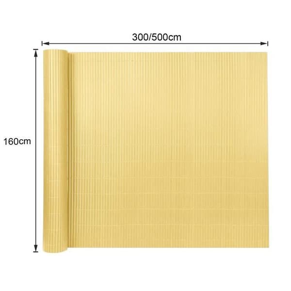 Brise Vue PVC - LZQ - 160 x 500 cm - Väderbeständig - Färg bambu - Lätt att installera