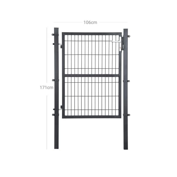 Rootz Havelåge - Metalhaveport - Styles Havelåge - Haveindgangsport - Brugerdefineret havelåge - Havelåge med lås - Grå - 106 x 175 cm