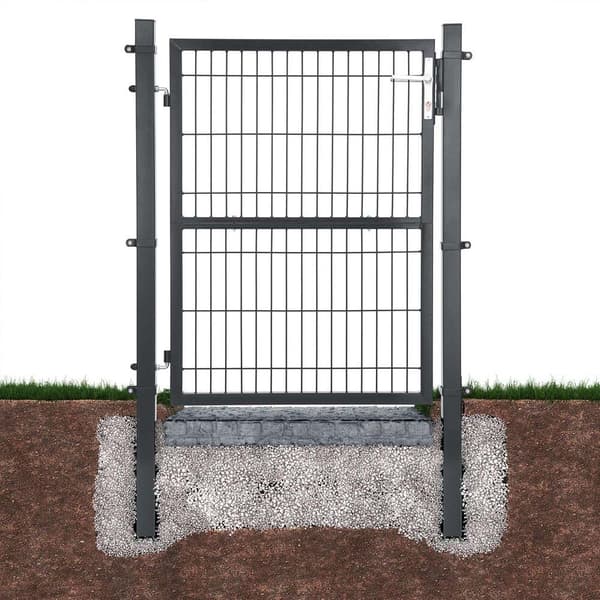 Rootz Havelåge - Metalhaveport - Styles Havelåge - Haveindgangsport - Brugerdefineret havelåge - Havelåge med lås - Grå - 106 x 175 cm