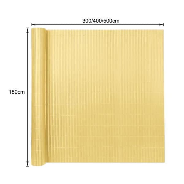 XMTECH PVC Privacy Screen, 180x500cm Balkong vindskyddsstaket med band, för trädgården, Balkong eller terrass, Bambu