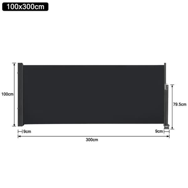 XMTECH sidomarkis - Svart - 100x300cm - Polyester förtält insynsskydd - Trädgårdsbalkong