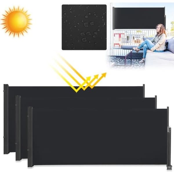 XMTECH sidomarkis - Svart - 100x300cm - Polyester förtält insynsskydd - Trädgårdsbalkong