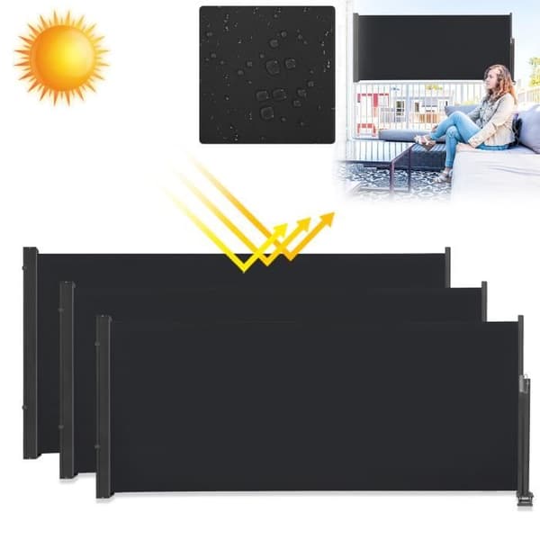 XMTECH sidogardin - Svart - 140x300cm - UV-skydd och integritet
