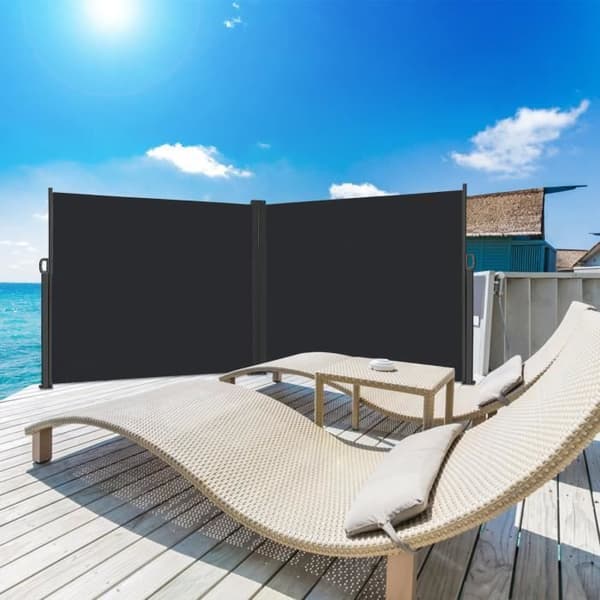 XMTECH sidomarkis - Svart - 200x600cm - Polyester förtält insynsskydd - Trädgårdsbalkong