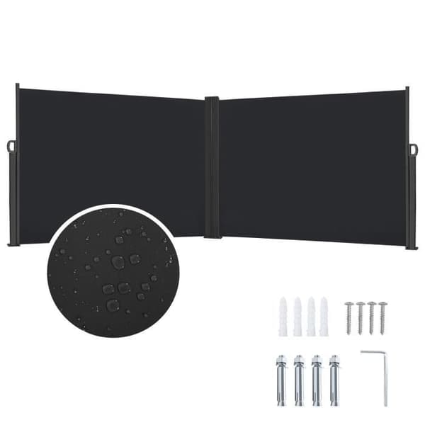 XMTECH sidomarkis - Svart - 200x600cm - Polyester förtält insynsskydd - Trädgårdsbalkong