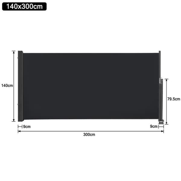 Infällbar sekretessskärm - LZQ - 140 x 300 cm - Antracit - Visuellt och solskydd