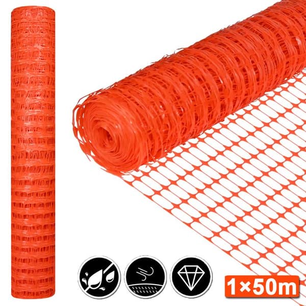 LZQ plastskyddsstängsel, mobilt staket, flexibelt stängselnät för kycklingar, 1 x 50 m orange