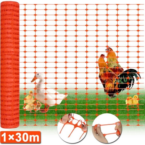LZQ plastskyddsstängsel, mobilt staket, flexibelt stängselnät för kycklingar, 1 x 30 m orange