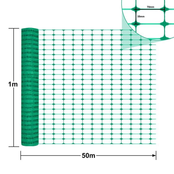 LZQ plastskyddsstängsel, mobilt staket, flexibelt stängselnät för kycklingar, 1 x 50 m grönt