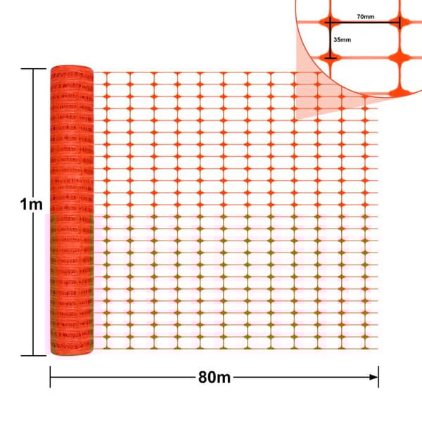 LZQ plastskyddsstängsel, mobilt staket, flexibelt stängselnät för kycklingar, 2 x 80 m orange