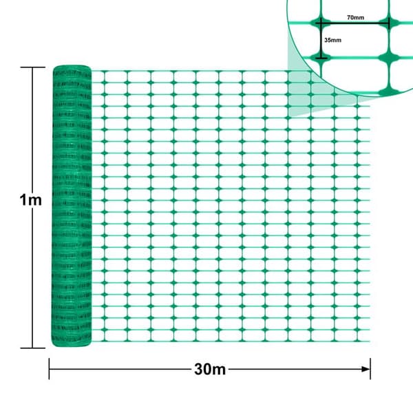 LZQ plastskyddsstängsel, mobilt staket, flexibelt stängselnät för kycklingar, 3 x 30 m grönt